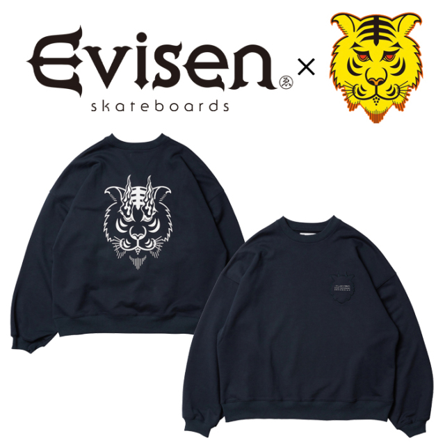 【EVISEN】 Evisen Skateboards (エヴィセン スケートボード)　 TORA EVI LOGO CREW SWEAT 　 【クルーネックスウェット】【5lack ス