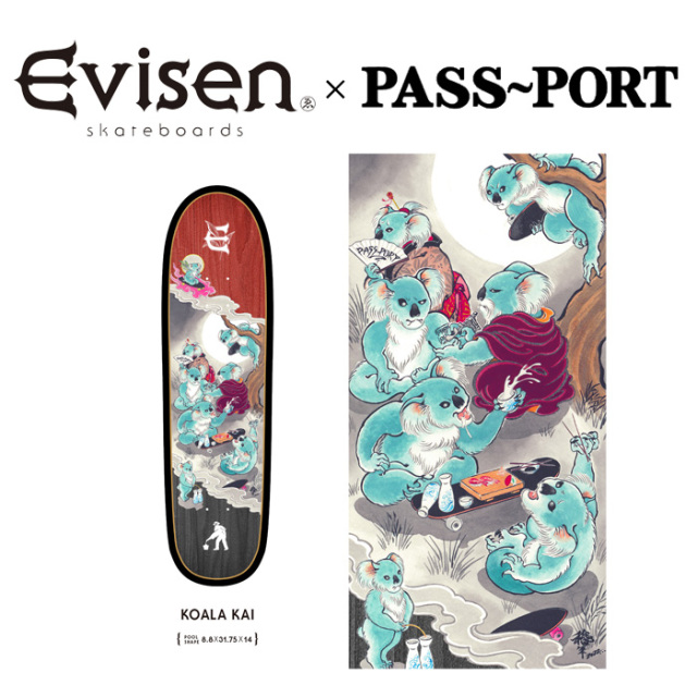 【EVISEN】 Evisen Skateboards (エヴィセン スケートボード)　 PASS~PORT KOALA KAI 　 【デッキ スケートボード スケボー】【エビ
