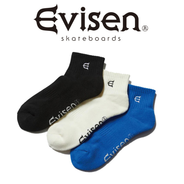Evisen Skateboards (エヴィセン スケートボード)　 E LOGO ANKLE SOCKS　 【ソックス 靴下】【エビセン スケートボード Evisen Skat