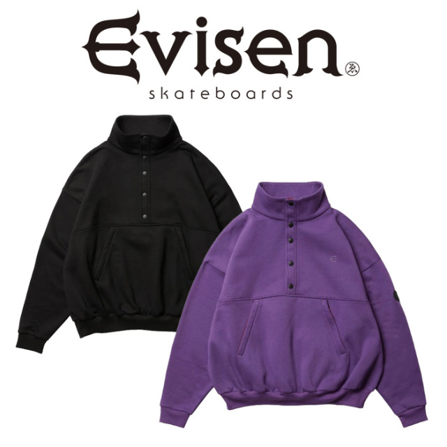 Evisen Skateboards (エヴィセン スケートボード)　 SNAP BUTTON STAND SWEAT TOP 　 【スナップボタン スタンド スウェット】【エビ