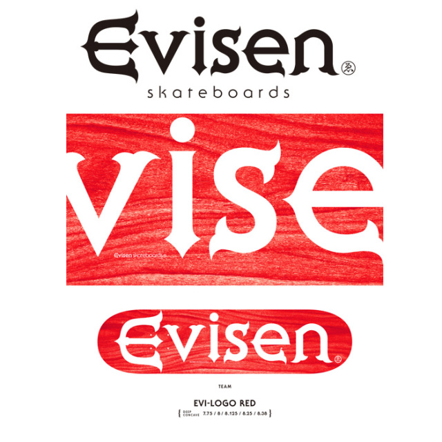 【EVISEN】 Evisen Skateboards (エヴィセン スケートボード)　 EVI-LOGO RED 　 【デッキ スケートボード スケボー】【エビセン ス