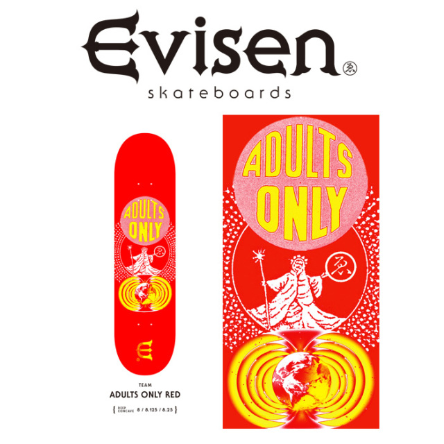 【EVISEN】 Evisen Skateboards (エヴィセン スケートボード)　 ADULTS ONLY RED 　 【デッキ スケートボード スケボー】【エビセン 