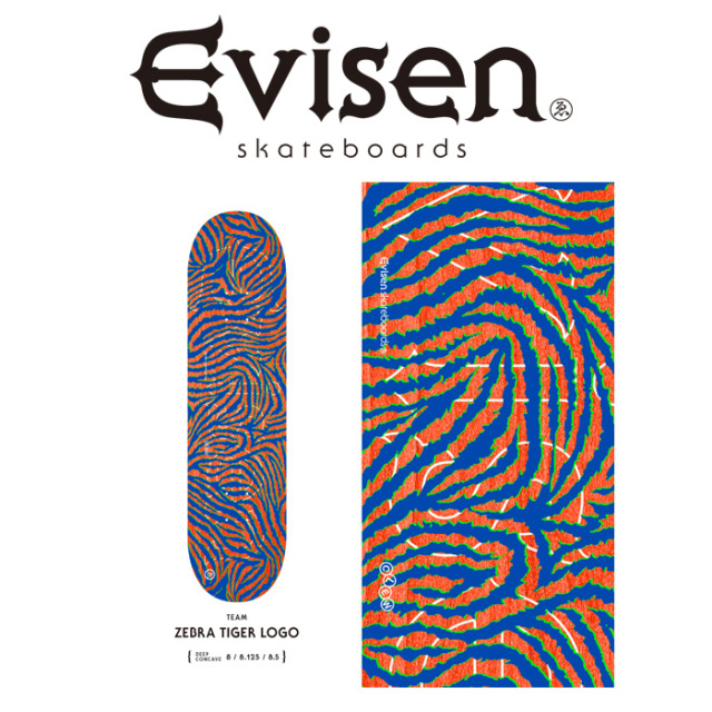 【EVISEN】 Evisen Skateboards (エヴィセン スケートボード)　 ZEBRA TIGER LOGO 　 【デッキ スケートボード スケボー】【エビセン