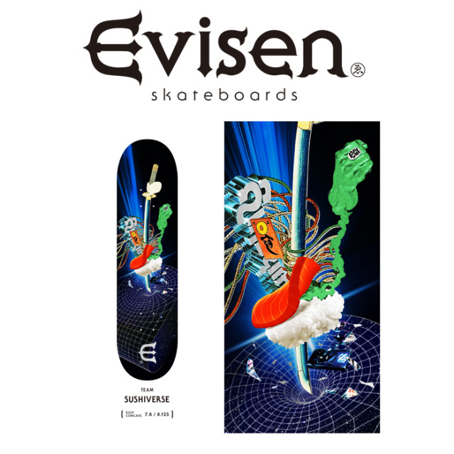 【EVISEN】 Evisen Skateboards (エヴィセン スケートボード)　 SUSHIVERSE 　 【デッキ スケートボード スケボー】【エビセン スケ