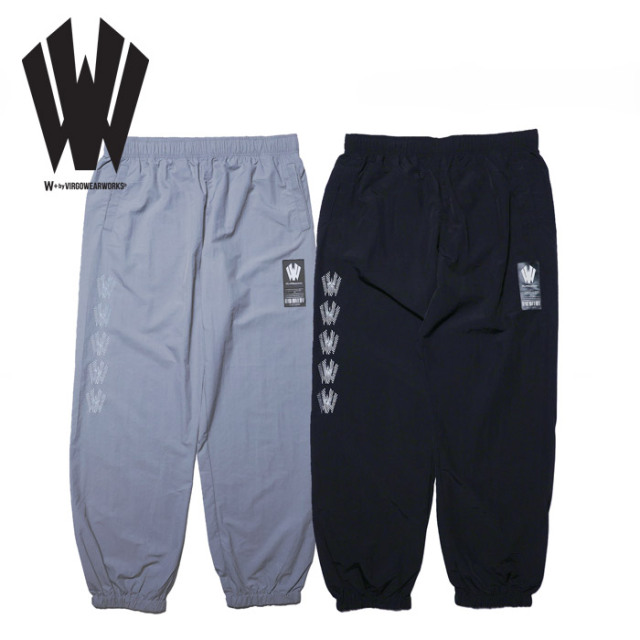 W + by VIRGOwearworks (ヴァルゴウェアワークス)  　Warp logo nylon pt　【ジョガーパンツ】【W-PT-003】【2025AUTUMN/WINTER 先行
