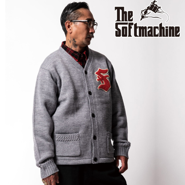 SOFTMACHINE (ソフトマシーン)　 CREST CARDIGAN　【カーディガン】【ブラック グレー タトゥー】【2025 AUTUMN&WINTER 先行予約】【