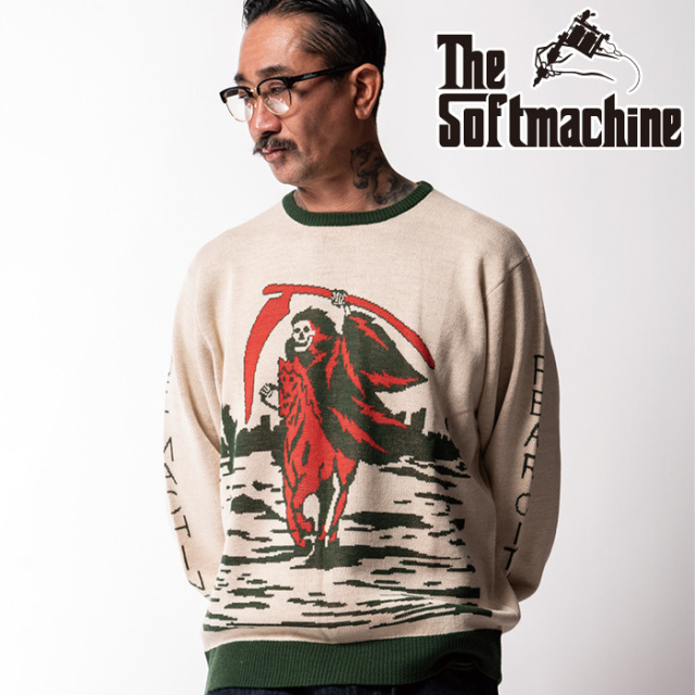 SOFTMACHINE (ソフトマシーン)　FEAR CITY SWEATER　【セーター】【ブラウン グリーン タトゥー】【2025 AUTUMN&WINTER 先行予約】【