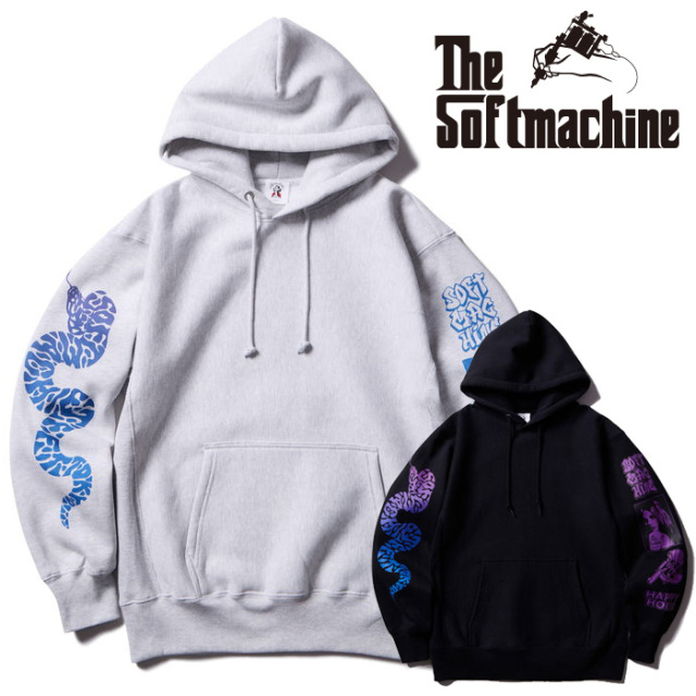 SOFTMACHINE (ソフトマシーン)　TRACES HOODED　【パーカー】【ブラック グレー タトゥー】【2025 AUTUMN&WINTER 先行予約】【予約商