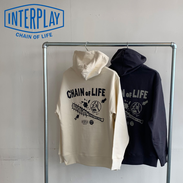 GRINDLODGE × INTERPLAY　BAT BALL HOODIE　【INTERPLAY インタープレイ GRINDLODGE グラインドロッヂ コラボレーション】【生刷り 