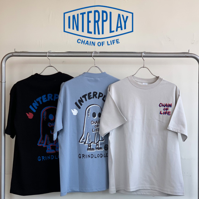INTERPLAY × GRINDLODGE 　OBAKE TEE　【INTERPLAY インタープレイ GRINDLODGE グラインドロッヂ コラボレーション】【生刷り Tシャ