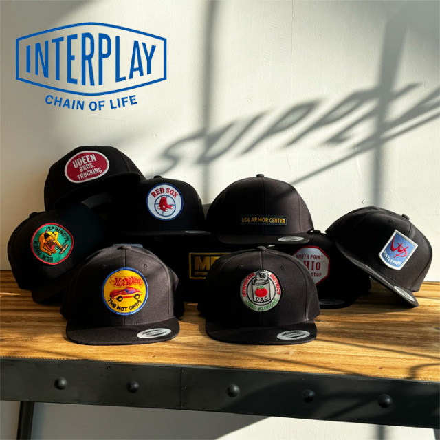 INTERPLAY ORIGINAL　VINTAGE WAPPEN CAP (6PANEL)　【帽子 キャップ ブラック ヴィンテージ ワッペン スナップバックキャップ】【イ