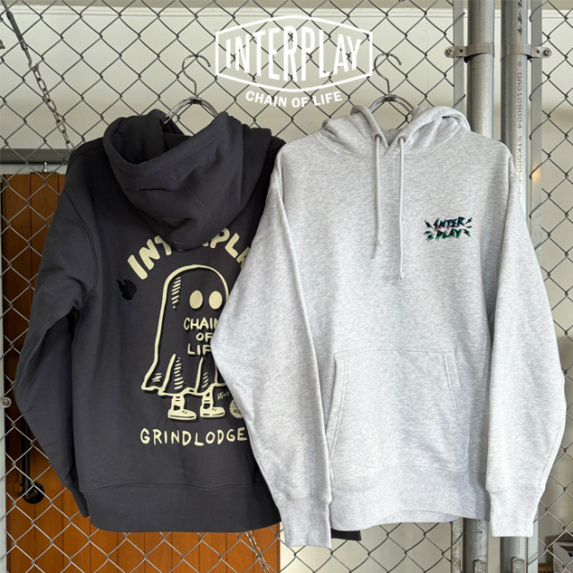 GRINDLODGE × INTERPLAY　OBAKE HOODIE　【INTERPLAY インタープレイ GRINDLODGE グラインドロッヂ コラボレーション】【生刷り フー