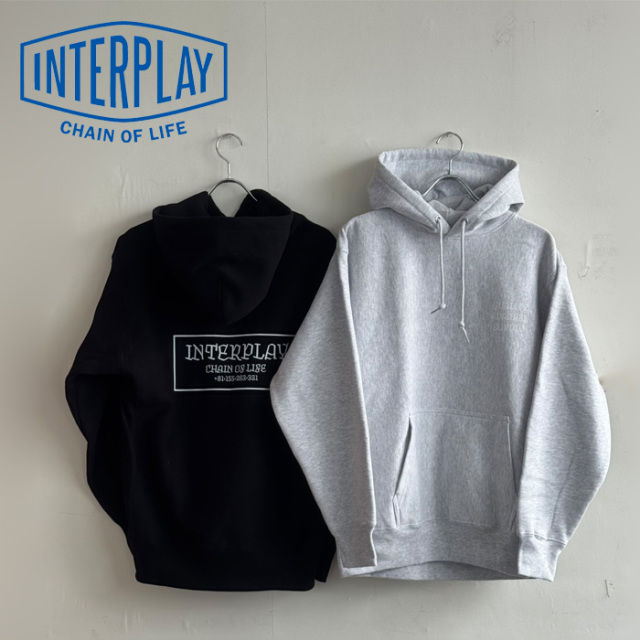 INTERPLAY ORIGINAL　CHAIN OF LIFE HOODIE　【INTERPLAY インタープレイ オリジナル】【フーディー パーカー ブラック グレー】　