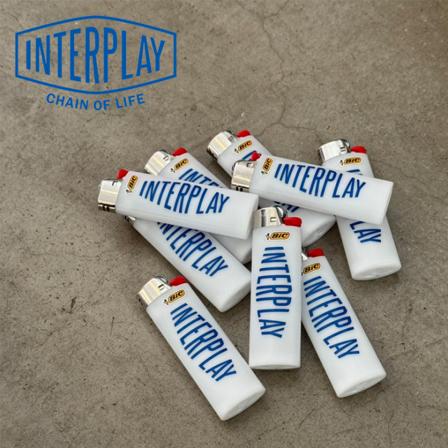 INTERPLAY(インタープレイ) LOGO LIGHTER (Bic J-26) 　【ホワイト】【ライター】【インタープレイオリジナル】　
