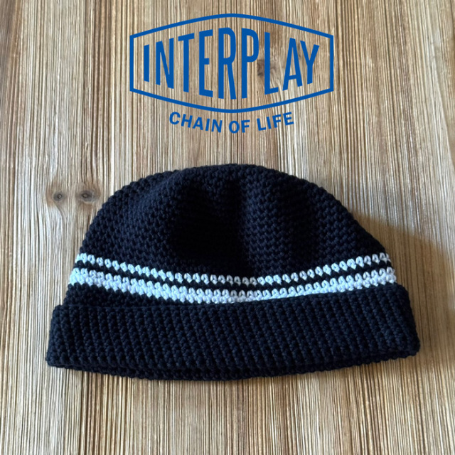 INTERPLAY(インタープレイ) × 　fifb(フィフビー) 別注　LINE CROCHET BEANIE　【ビーニー 帽子 ブラック】　