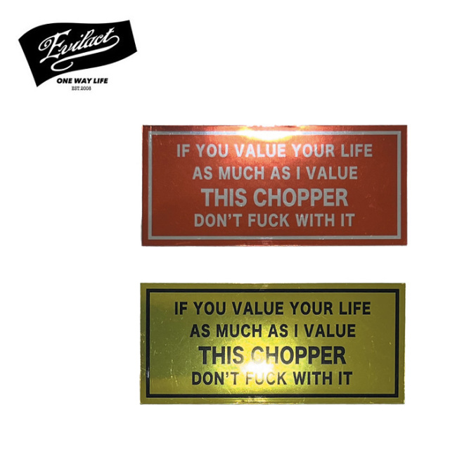 EVILACT (イーブルアクト)　 DON'T...THIS CHOPPER STICKER (orange metalic mirror) (yellow metalic mirror)  　 【ステッカー シ