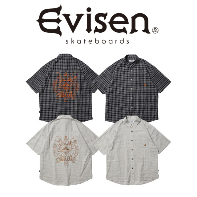【SALE30%OFF】　Evisen Skateboards (エヴィセン スケートボード)　 OVERLAND CHECK SHIRT 　 【シャツ 半袖】【エビセン スケート