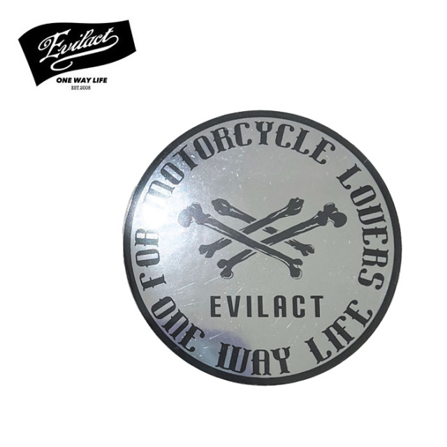 EVILACT (イーブルアクト)　 DOUBLE CROSS BONE ROUND STICKER L (metallic mirror)　 【ステッカー シール】【インタープレイ INTER