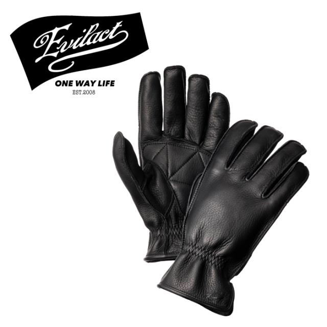 EVILACT (イーブルアクト)　 MCGTS  (オイルドレザースリーシーズングローブ) black　 【レザーグローブ 手袋 バイク バイカー モー