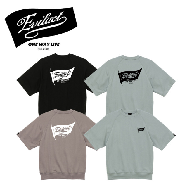 EVILACT (イーブルアクト)　 EVILACT Old Flag logo Loose Fit Raglan half-sleeve sweet shirts 　 【ラグラン スウェットシャツ】