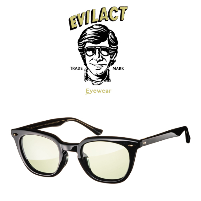EVILACT EYEWEAR (イーブルアクトアイウエア)　 MERKEL(マーケル) BLACK/BLACK×ANTIQUE CLEAR/GREEN LENS　 【サングラス メガネ】【