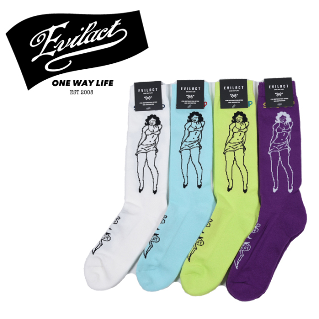 EVILACT (イーブルアクト)　 EVILACT x STOOP Pinup Lady socks 　【 ソックス 靴下 EAE22-SOCKS05】 　 インタープレイ INTERPLAY