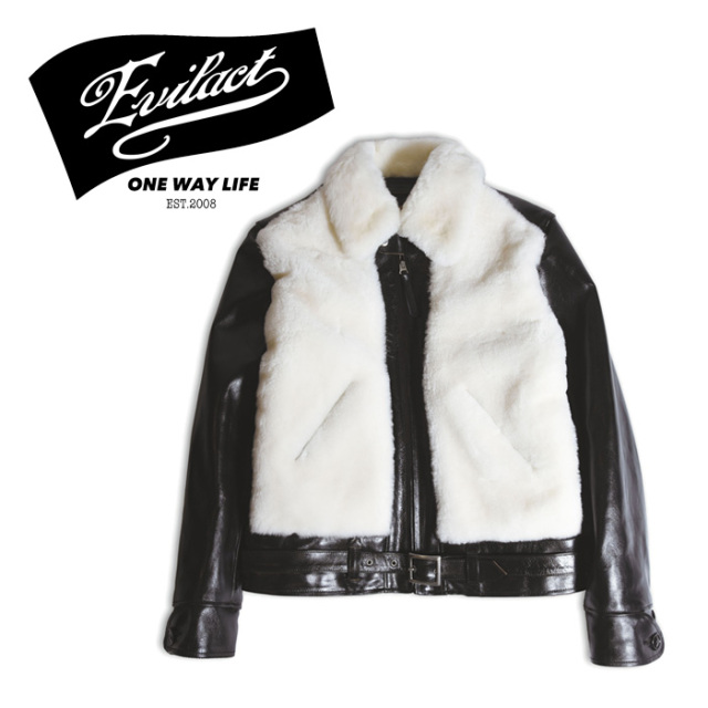【SALE20%OFF】　EVILACT (イーブルアクト)　Grizzly Jacket 　【レザームートン ジャケット】【ブラック】【バイク バイカー 】【EA