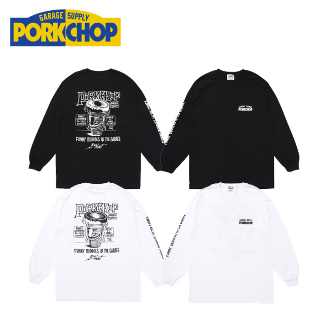 PORKCHOP GARAGE SUPPLY (ポークチョップ ガレージサプライ)　 BOLT HEAD L/S  TEE 　【ロンT ロングスリーブT】【インタープレイ IN