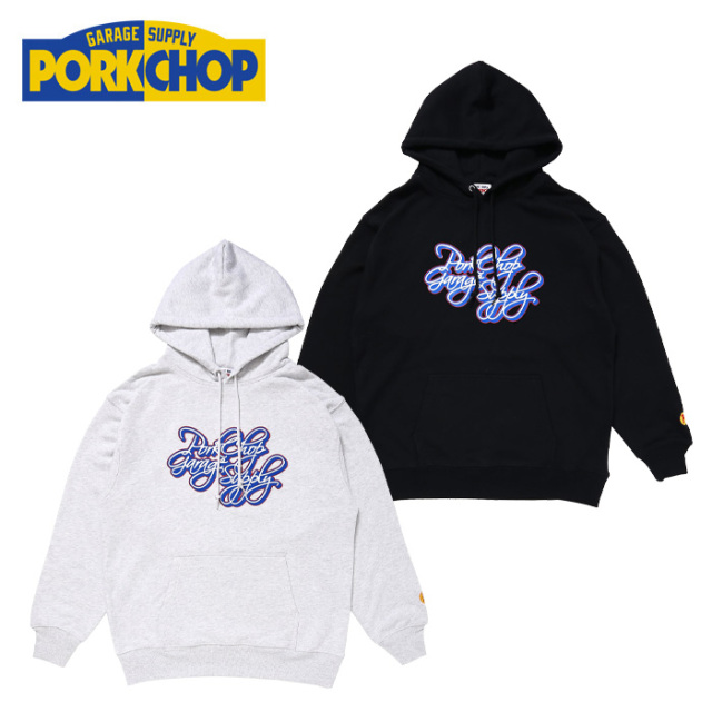 PORKCHOP GARAGE SUPPLY (ポークチョップ ガレージサプライ)　 CALLI SCRIPT HOODIE 　【パーカー】【インタープレイ INTERPLAY】