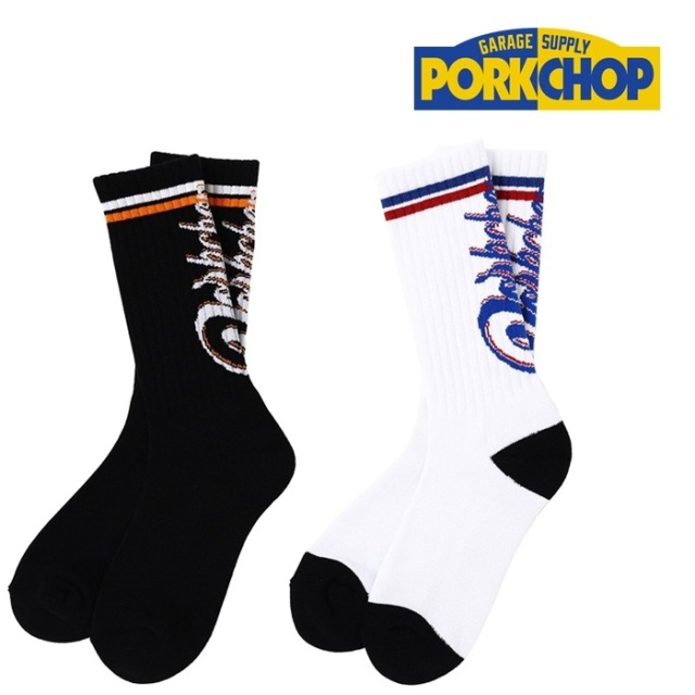 ポークチョップ　ソックス/PORKCHOP フレア BLACK PORKCHOP GARAGE SUPPLY,ポークチョップ ガレージサプライ,