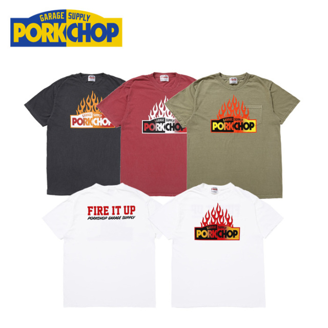 PORKCHOP GARAGE SUPPLY (ポークチョップ ガレージサプライ)　 FIRE BLOCK POCKET TEE 　【プリント Tシャツ 半袖】【インタープレイ