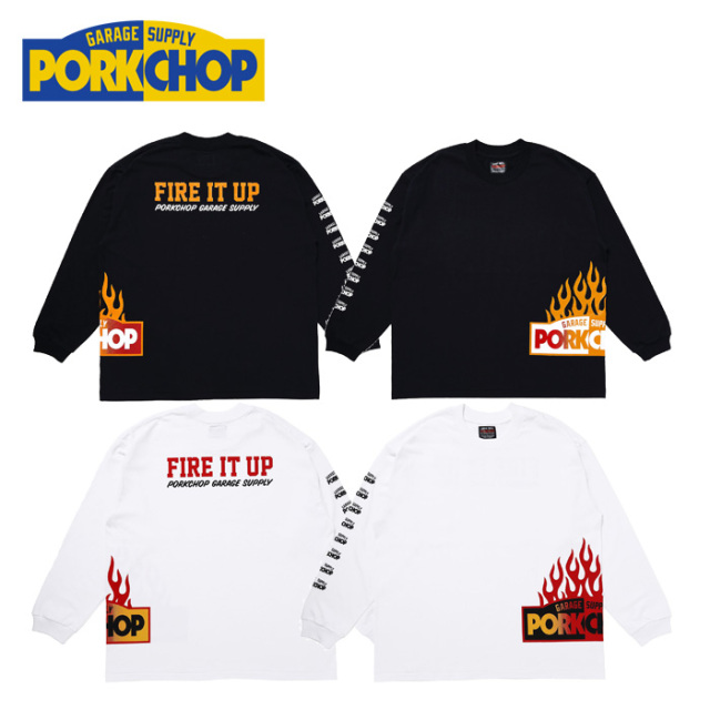 PORKCHOP GARAGE SUPPLY (ポークチョップ ガレージサプライ)　 FIRE BLOCK MULTI L/S TEE 　【プリント ロンT 長袖 Tシャツ】【イン