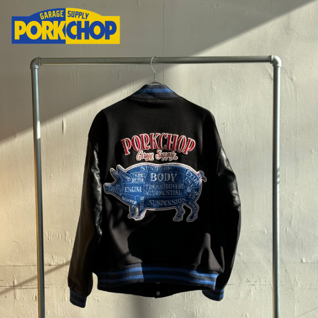 PORKCHOP GARAGE SUPPLY (ポークチョップ ガレージサプライ)　 MELTON VARSITY JACKET 　【ジャケット アウター】【インタープレイ I