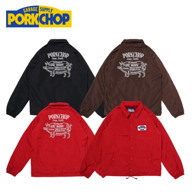 【ラスト1点！】PORKCHOP GARAGE SUPPLY (ポークチョップ ガレージサプライ)　 ORIGINAL  BOA COACH JKT 　【コーチジャケット レッ