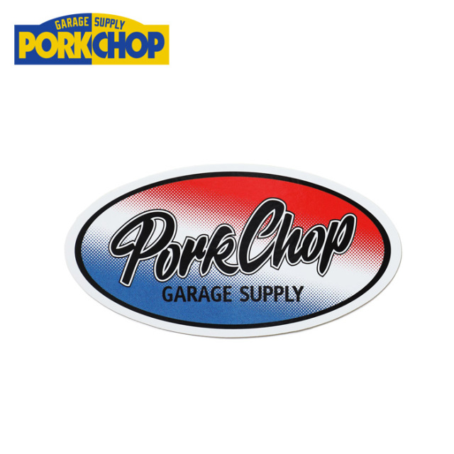 PORKCHOP GARAGE SUPPLY (ポークチョップ ガレージサプライ)　 OVAL TRICOLOR STICKER 　【ステッカー シール】【インタープレイ INT