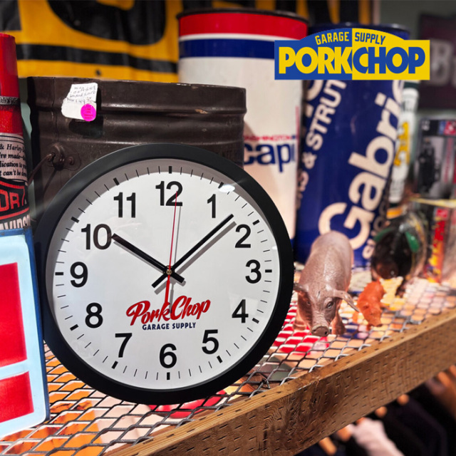 PORKCHOP GARAGE SUPPLY (ポークチョップ ガレージサプライ)　 SCRIPT WALL CLOCK 　【ウォールクロック】【インタープレイ INTERPLA