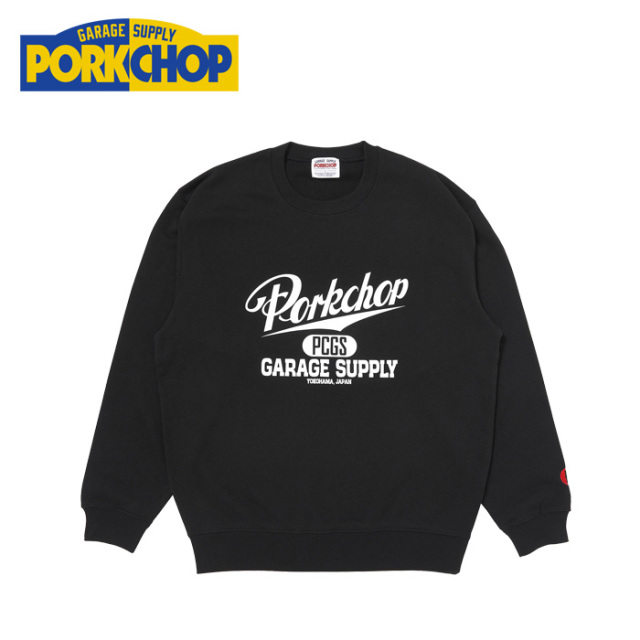 PORKCHOP GARAGE SUPPLY (ポークチョップ ガレージサプライ)　 SCRIPT COLLEGE SWEAT　【スウェット  カレッジ ブラック】【インター