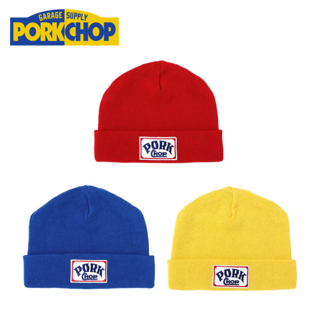 PORKCHOP GARAGE SUPPLY (ポークチョップ ガレージサプライ)　 SQUARE WAPPEN BEANIE CAP 　【ニットキャップ 帽子】【インタープレ