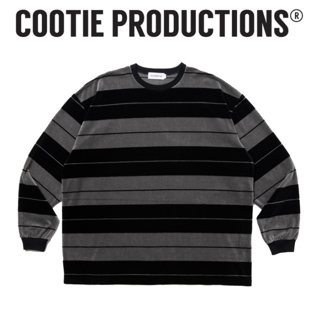 COOTIE (クーティー)　 Velour Border L/S Tee 　【ベロア オーバーサイズ ロングスリーブ TEEシャツ】【COOTIE PRODUCTIONS クーテ