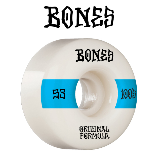 BONESWHEELS(ボーンズウィール)　BONES OG FORMULA 100S 53mm V4 WIDE 100A WHITE　【ボーンズ スケートボード スケボー パーツ ウィ