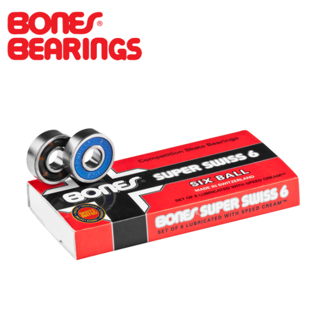 BONES BEARING (ボーンズベアリング)　SUPER SWISS 6 SKATEBOARD BEARINGS 8 PACK　【ベアリング 8個セット】【ボーンズ ボーンズベ