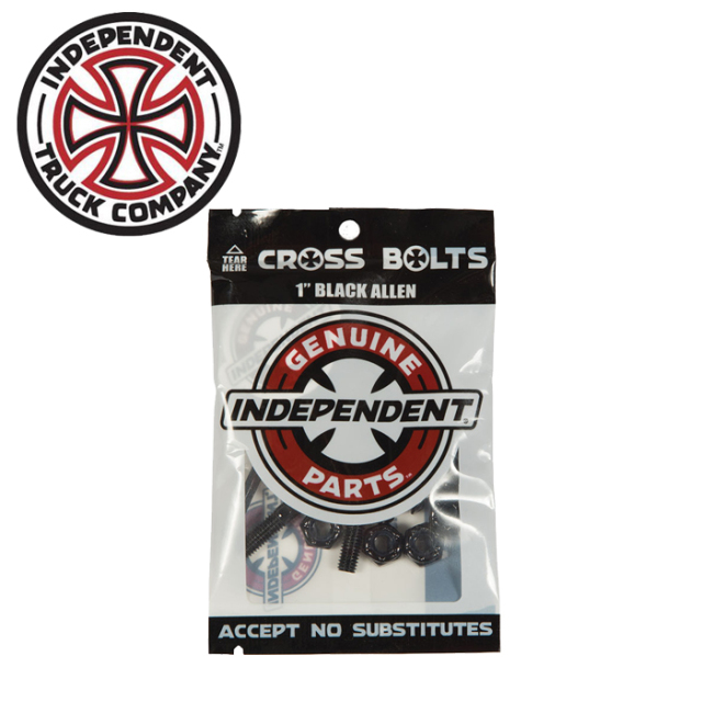 Independent Trucks (インディペンデント)　CROSS BOLTS 1" BLACK ALLEN　【インディペンデント BOLT ボルト】【スケートボード スケ