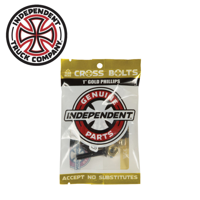 Independent Trucks (インディペンデント)　CROSS BOLTS 1" PHILLIPS BLACK/GOLD　【インディペンデント BOLT ボルト】【スケートボ