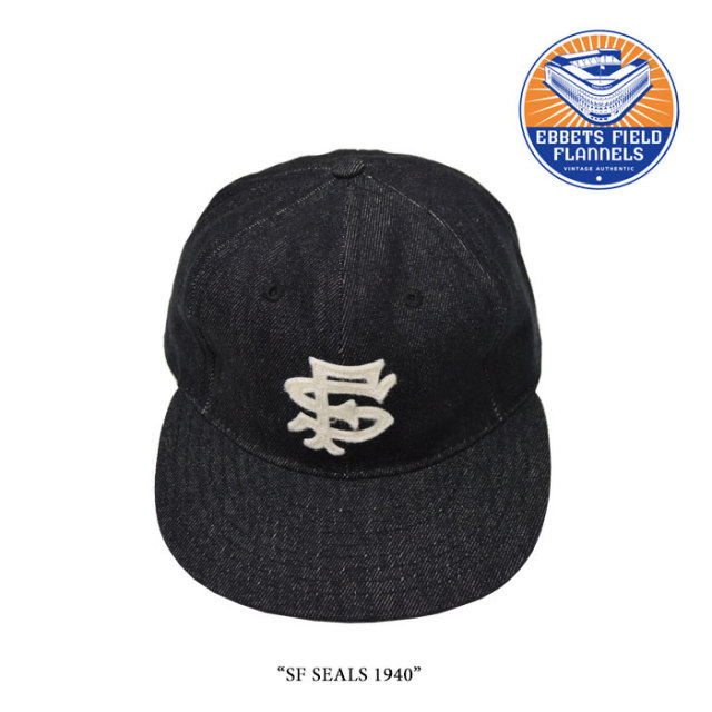 EBBETS FIELD FLANNELS(エベッツフィールドフランネルズ)　SF SEALS 1940　【EBBETS FIELD FLANNELS ブラックデニムキャップ】　
