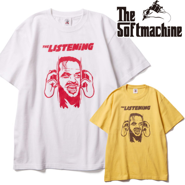 SOFTMACHINE (ソフトマシーン)　LISTENING-T　【Tシャツ 半袖】【ホワイト イエロー タトゥー】【2025 SUMMER VACATION】【お取り寄