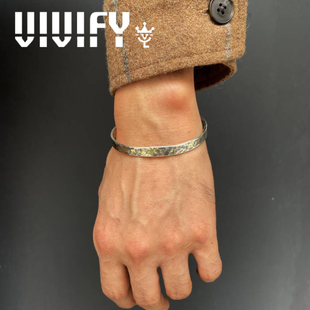 VIVIFY(ヴィヴィファイ)(ビビファイ)　Back Hallmarks Bangle/Hammered finish/Middle w/gold　【VIVIFY バングル】【VFB-182】【オ