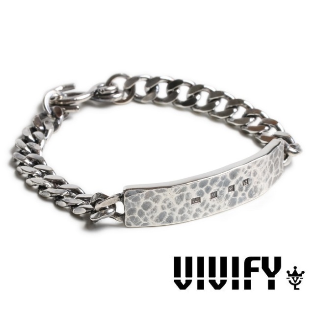 VIVIFY(ヴィヴィファイ)(ビビファイ)　Hallmarks ID Bracelet/ Hammered Finish　【VIVIFY ブレスレット】【VFB-185】【オーダーメイ