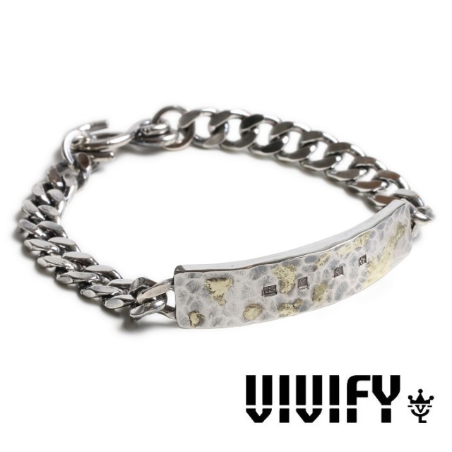 VIVIFY(ヴィヴィファイ)(ビビファイ)　Hallmarks ID Bracelet/ Hammered Finish w/gold　【VIVIFY ブレスレット】【VFB-186】【オー