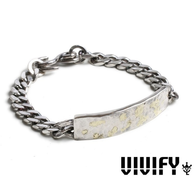 VIVIFY(ヴィヴィファイ)(ビビファイ)　Back Hallmarks ID Bracelet/ Hammered Finish w/gold　【VIVIFY ブレスレット】【VFB-190】【