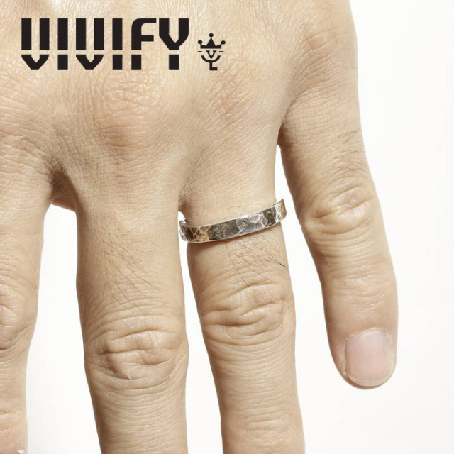 VIVIFY(ヴィヴィファイ)(ビビファイ)　Back Hallmarks Ring/Hammered finish/Narrow w/gold　【VIVIFY リング】【VFR-143】【オーダ